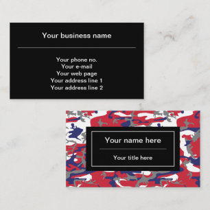Tarjeta De Visita Camuflaje, Azul Blanco Rojo Gris, Militar, Ejércit