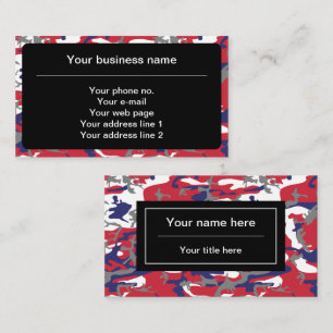 Tarjeta De Visita Camuflaje, Azul Blanco Rojo Gris, Militar, Ejércit