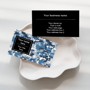 Tarjeta De Visita Camuflaje azul de nieve de invierno, militar, ejér