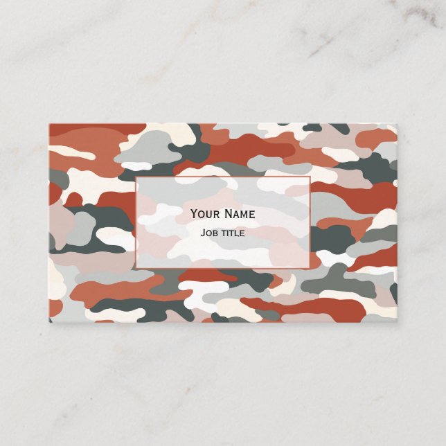 Tarjeta De Visita Camuflaje de Otoño (blanco transparente) (Anverso)