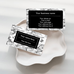 Tarjeta De Visita Camuflaje gris de nieve en invierno, ejército, ejé