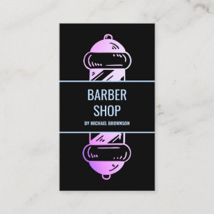 Tarjeta De Visita Camuflaje Holográfico Pink Purple Barber Polo