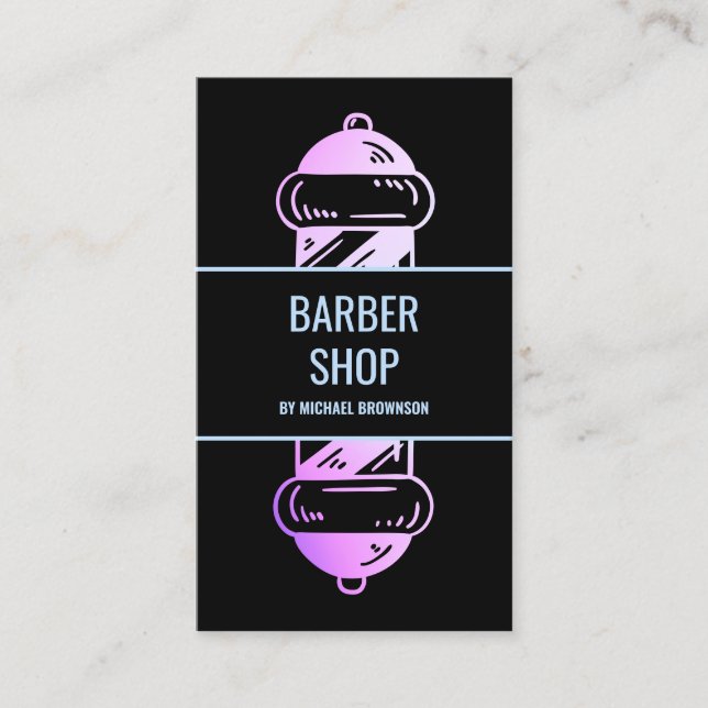 Tarjeta De Visita Camuflaje Holográfico Pink Purple Barber Polo (Anverso)
