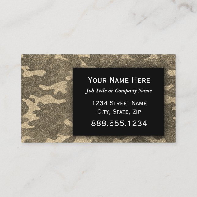 Tarjeta De Visita Camuflaje profesional de medios sociales Purpurina (Reverso)
