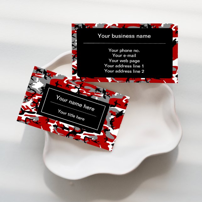 Tarjeta De Visita Camuflaje rojo y gris, ejército (Subido por el creador)
