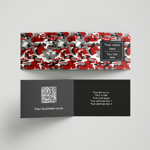 Tarjeta De Visita Camuflaje rojo y gris, ejército