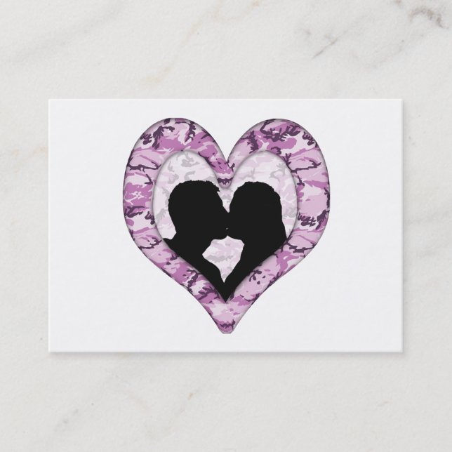 Tarjeta De Visita Camuflaje rosa/morado de Woodland - Pareja de beso (Anverso)