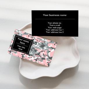 Tarjeta De Visita Camuflaje rosa y gris, ejército, ejército