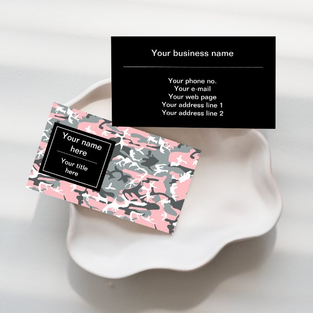 Tarjeta De Visita Camuflaje rosa y gris, ejército, ejército (Subido por el creador)