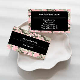 Tarjeta De Visita Camuflaje rosa y verde, militar, militar