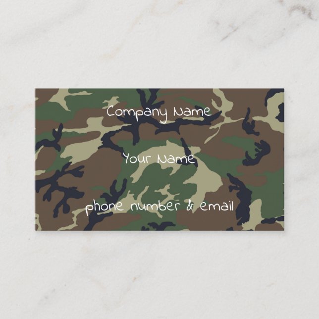 Tarjeta De Visita Camuflaje verde marrón (Anverso)