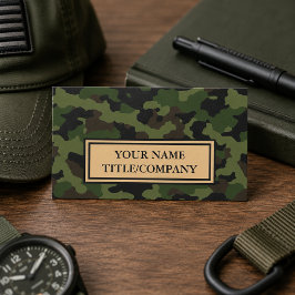 Tarjeta De Visita Camuflaje Verde Nombre de la Empresa Negra 