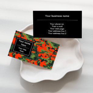 Tarjeta De Visita Camuflaje verde y naranja, Camuflaje, Militar, Ejé