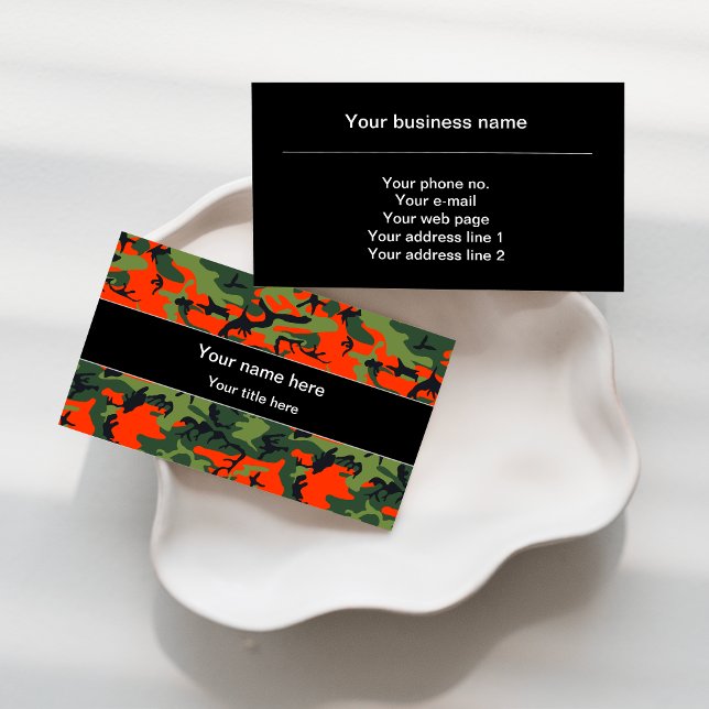 Tarjeta De Visita Camuflaje verde y naranja, Camuflaje, Militar, Ejé (Subido por el creador)