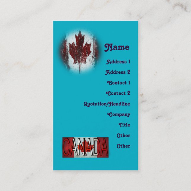 Tarjeta De Visita Canadá Crea Tu Propio (Anverso)