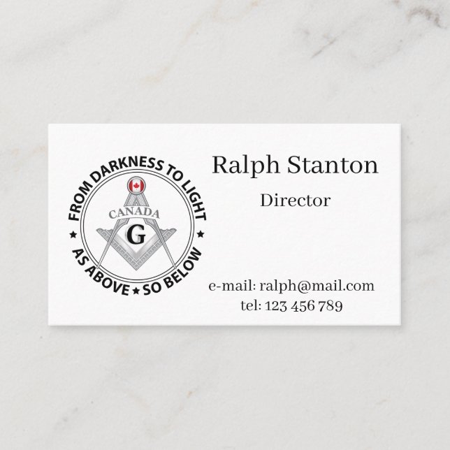 Tarjeta De Visita Canada freemasonry sign (Anverso)