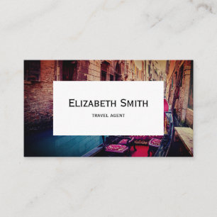 Tarjeta De Visita Canal con gondola tradicional en Venecia, Italia