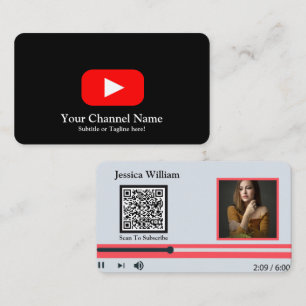 Tarjeta De Visita Canal de Vlogger Moderno de Youtube con Código QR 