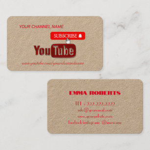 Tarjeta De Visita Canal de Youtube, Youtuber