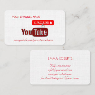Tarjeta De Visita Canal de Youtube, Youtuber