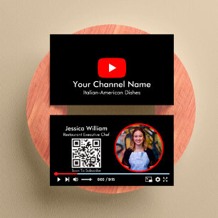 Tarjeta De Visita Canal Vlogger De Youtube Con Código QR Negro