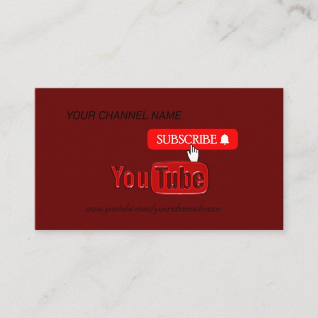 Tarjeta De Visita Canal Youtube , Youtuber (Anverso)