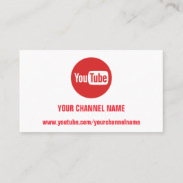 TARJETA DE VISITA CANAL YOUTUBER LOGO QR CÓDIGO LOGO ROJO BLANCO