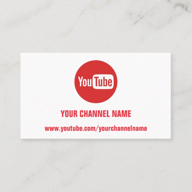 TARJETA DE VISITA CANAL YOUTUBER LOGO QR CÓDIGO LOGO ROJO BLANCO (Anverso)