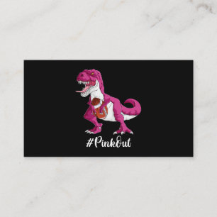 Tarjeta De Visita Cáncer de Mama De Camiseta De Dinosaurio Rosa