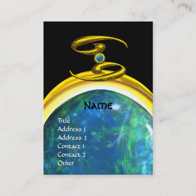 Tarjeta De Visita CANCER MONOGRAM opale amarillo azul negro (Anverso)