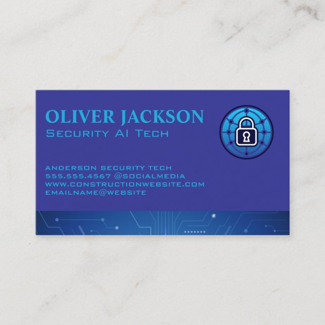 Tarjeta De Visita Candado de Seguridad | Hardware Software Tech (Anverso)