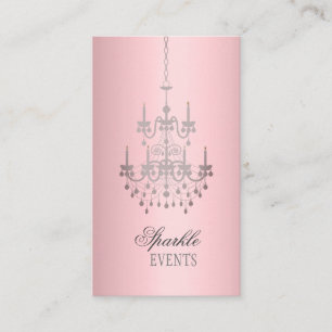 Tarjeta De Visita Candelabro rosa satinado y gris