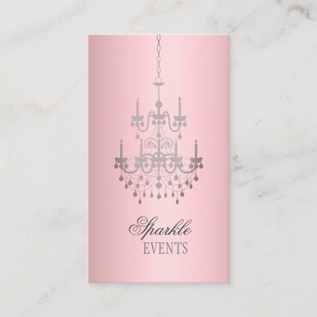 Tarjeta De Visita Candelabro rosa satinado y gris (Anverso)