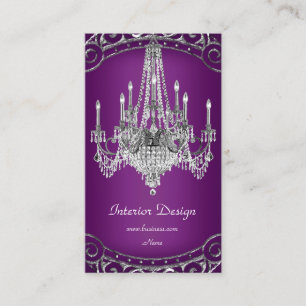 Tarjeta De Visita Candil elegante de ciruela plateada Diseño de inte
