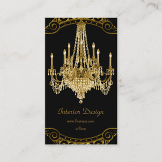 Tarjeta De Visita Candil negro de oro elegante diseño de interiores
