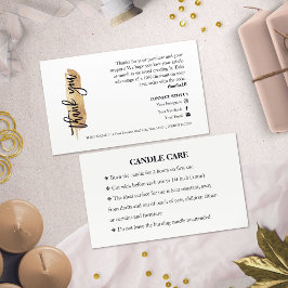 Tarjeta De Visita Candle Care Gold Gliter Script de Moda Gracias Tar
