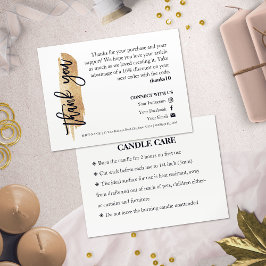 Tarjeta De Visita Candle Care Gold Gliter Script de Moda Gracias Tar