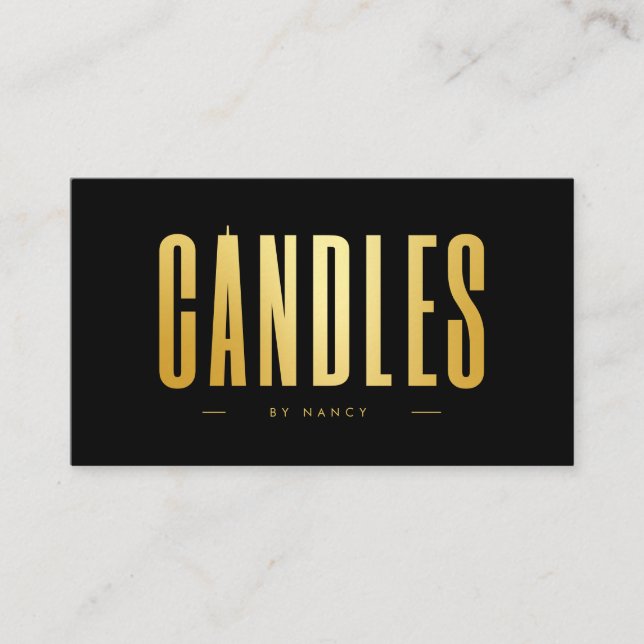 Tarjeta De Visita Candle maker QR Code Logo Black And Gold  (Anverso)
