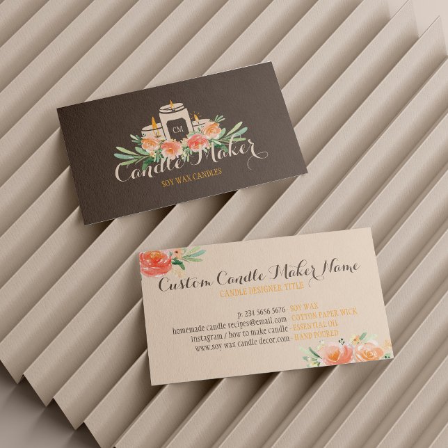 Tarjeta De Visita Candle Soy Wax Craft Homade Brown (Candle Soy Wax Homemade Craft Brown Business Card)