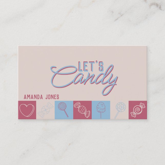 Tarjeta De Visita Candy Cute Pastel Sweets Shop (Anverso)