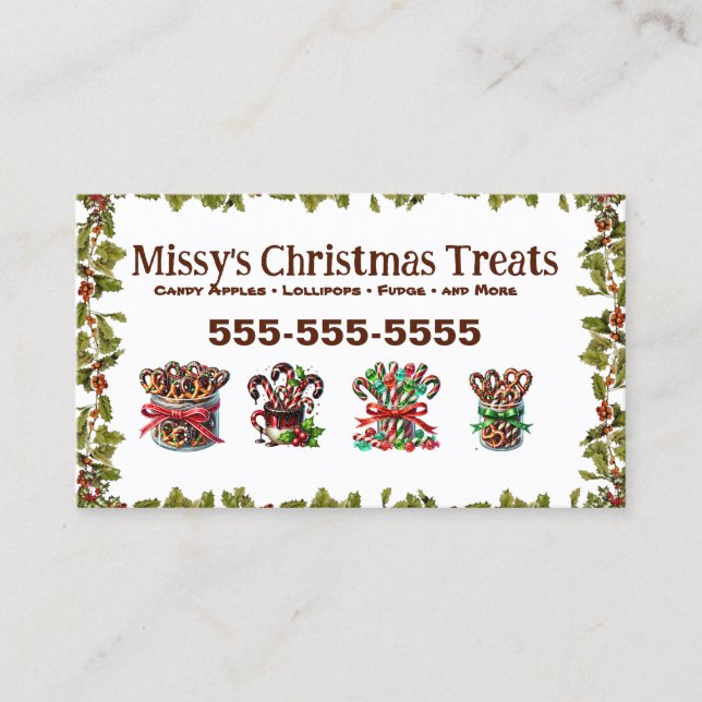 Tarjeta de visita Candy para navidades (Anverso)