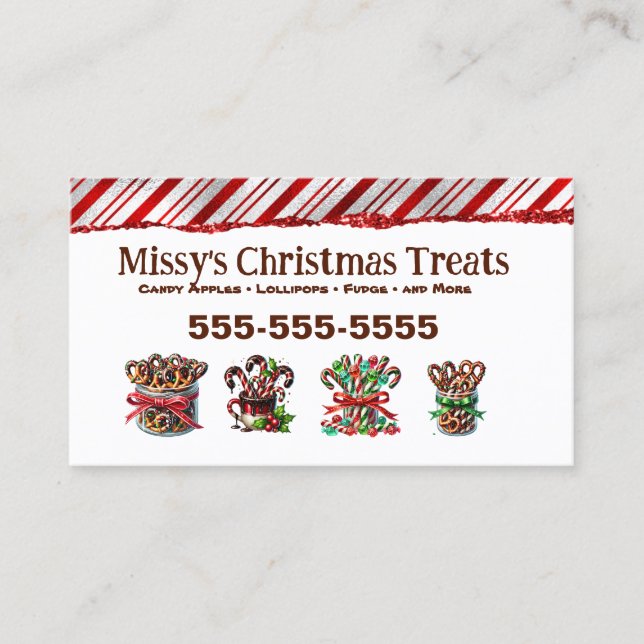 Tarjeta de visita Candy para navidades (Anverso)