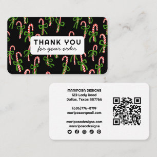 Tarjeta De Visita Candycanes Pedido de Cliente Gracias Código QR Soc