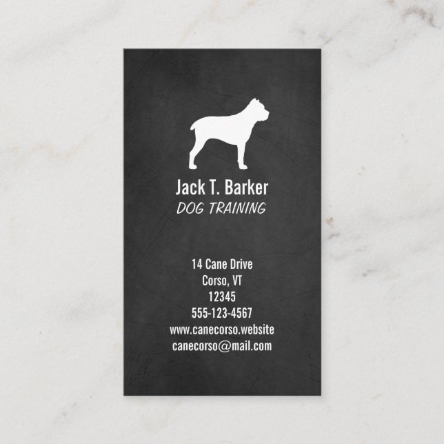 Tarjeta De Visita Cane Corso Silhouette - Chalkboard Style (Anverso)