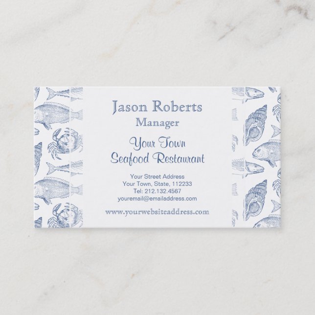 Tarjeta De Visita Cangrejo de pescado y balneario (Anverso)