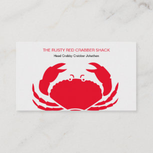 Tarjeta De Visita Cangrejo rojo Seafood Blanco negro simple Nausis