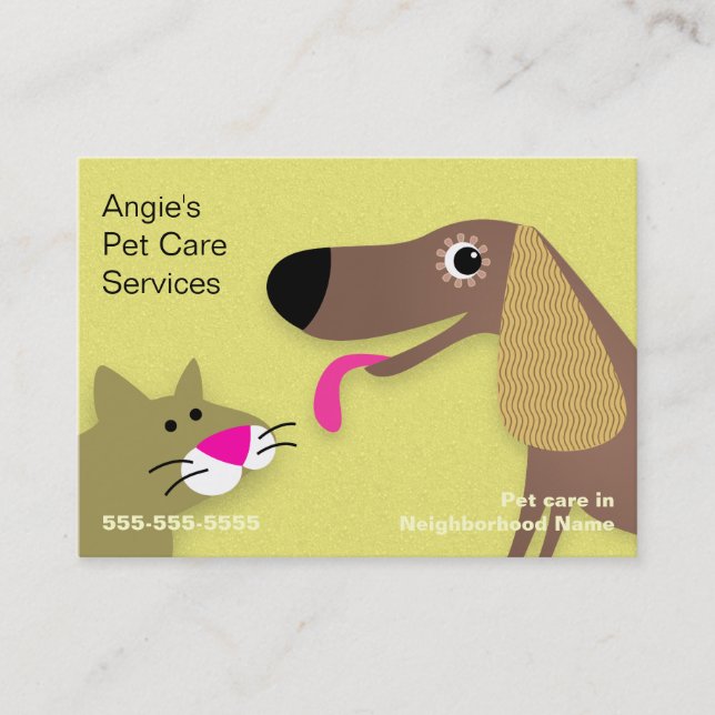 Tarjeta De Visita Canguro del mascota - amarillo del perro y del (Anverso)