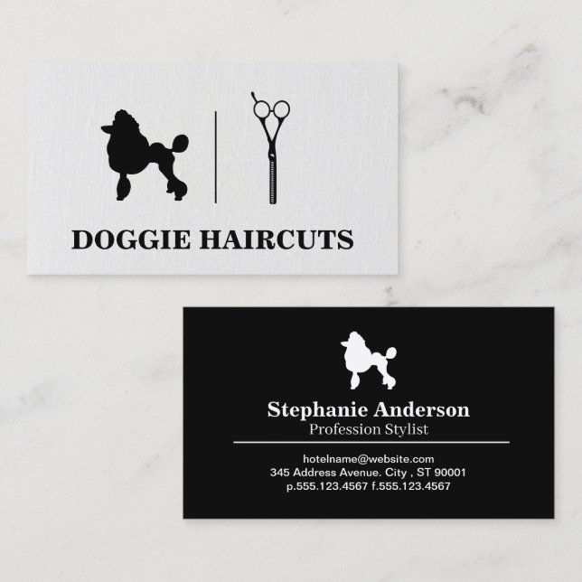 Tarjeta De Visita Caniche | Logo de tijera | Crecimiento (Anverso / Reverso)