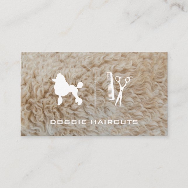 Tarjeta De Visita Caniche | Tijeras de Grooming | Piel (Anverso)