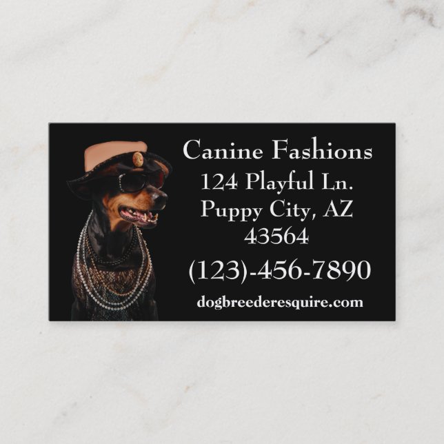 Tarjeta De Visita Canine Fashion (Anverso)